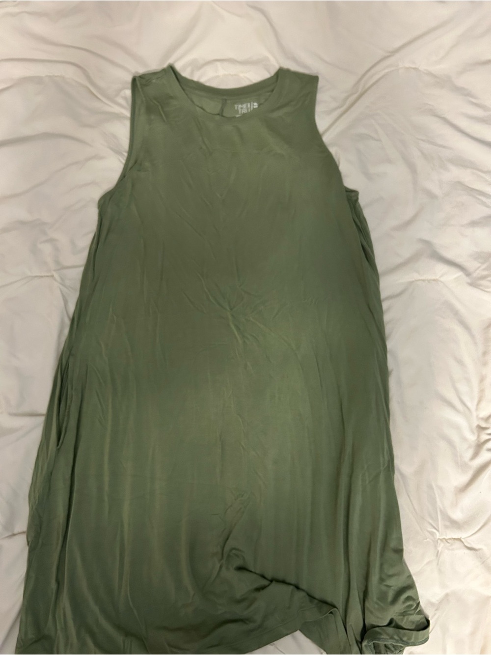 Time and Tru Olive Green Sleeveless Midi Dress
